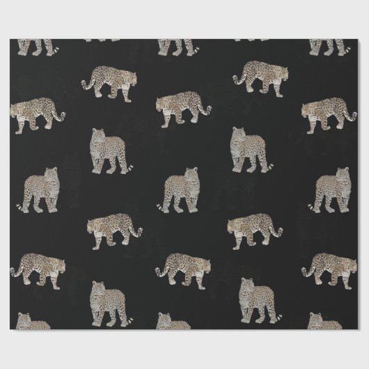 Moderne Schwarz-Glattleopard-Jungtiere Geschenkpapier (Flach)