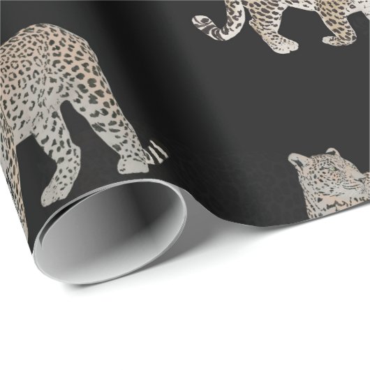Moderne Schwarz-Glattleopard-Jungtiere Geschenkpapier (Rolleneckpunkt)