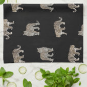 Moderne Schwarz-Glattleopard-Jungtiere Geschirrtuch (Gefaltet)