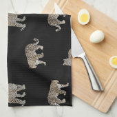 Moderne Schwarz-Glattleopard-Jungtiere Geschirrtuch (Viertel Falte)