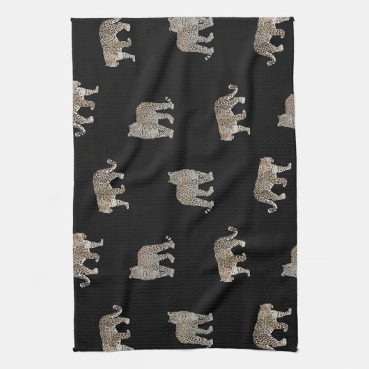 Moderne Schwarz-Glattleopard-Jungtiere Geschirrtuch (Vertikal)