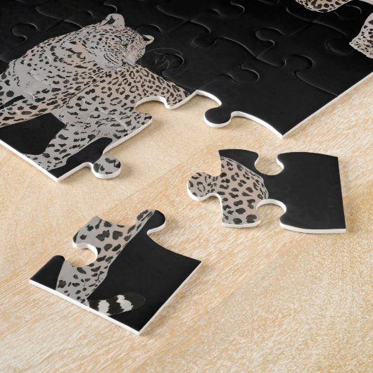 Moderne Schwarz-Glattleopard-Jungtiere Puzzle (Seite)