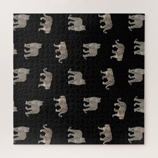 Moderne Schwarz-Glattleopard-Jungtiere Puzzle (Horizontal)