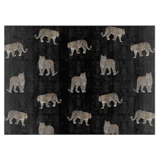 Moderne Schwarz-Glattleopard-Jungtiere Schneidebrett (Vorderseite)