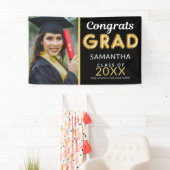 Moderne Schwarz-Gold-1-Foto-Glückwunsch Grad Banner (Insitu)