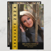 Moderne Schwarz-Gold-Abschluss-Einladung Einladung (Vorne/Hinten)