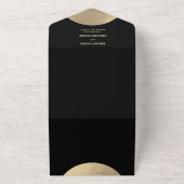 Moderne Schwarz/Gold Abstrakte Hochzeit All In One Einladung (Außenbereich)