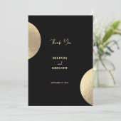 Moderne Schwarz/Gold Abstrakte Hochzeit Dankeskarte (Stehend Vorderseite)