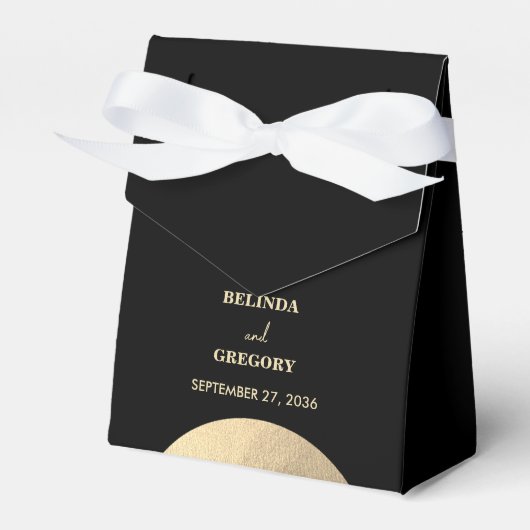 Moderne Schwarz/Gold Abstrakte Hochzeit Geschenkschachtel (Vorderseite)