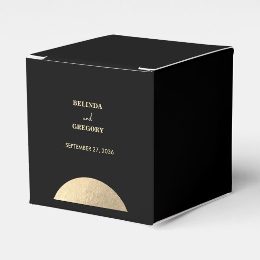 Moderne Schwarz/Gold Abstrakte Hochzeit Geschenkschachtel (Vorderseite)