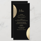 Moderne Schwarz/Gold Abstrakte Hochzeit Menükarte (Vorne/Hinten)