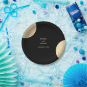 Moderne Schwarz/Gold Abstrakte Hochzeit Pappteller (Party)