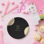 Moderne Schwarz/Gold Abstrakte Hochzeit Pappteller (Party)