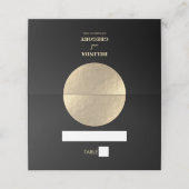 Moderne Schwarz/Gold Abstrakte Hochzeit Platzkarte (Außenseite Aufgefaltet)