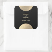 Moderne Schwarz/Gold Abstrakte Hochzeit Quadratischer Aufkleber (Tasche)