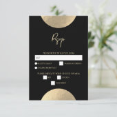 Moderne Schwarz/Gold Abstrakte Hochzeit RSVP Karte (Stehend Vorderseite)