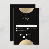 Moderne Schwarz/Gold Abstrakte Hochzeit RSVP Karte (Vorne/Hinten)