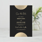 Moderne Schwarz/Gold Abstrakte Hochzeit Save The Date (Stehend Vorderseite)