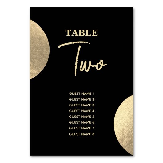 Moderne Schwarz/Gold Abstrakte Hochzeit Tischnummer (Vorderseite)