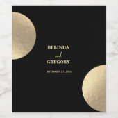 Moderne Schwarz/Gold Abstrakte Hochzeit Weinetikett (Einzelnes Label)