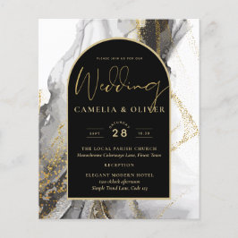 Moderne Schwarz-Gold-Agate-Marmor-Glitzer Hochzeit