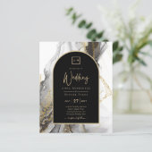 Moderne Schwarz-Gold-Agate-Marmor-Glitzer Hochzeit (Stehend Vorderseite)