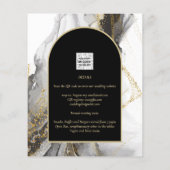 Moderne Schwarz-Gold-Agate-Marmor-Glitzer Hochzeit (Rückseite)