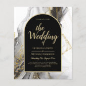 Moderne Schwarz-Gold-Agate-Marmor-Glitzer Hochzeit (Vorderseite)