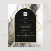 Moderne Schwarz-Gold-Agate-Marmor-Glitzer Hochzeit (Rückseite)