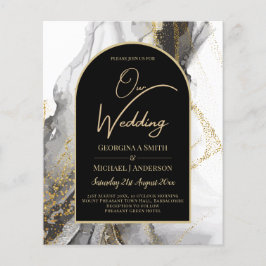 Moderne Schwarz-Gold-Agate-Marmor-Glitzer Hochzeit