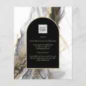 Moderne Schwarz-Gold-Agate-Marmor-Glitzer Hochzeit Flyer (Hinten)
