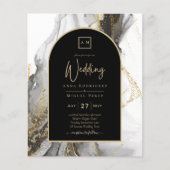 Moderne Schwarz-Gold-Agate-Marmor-Glitzer Hochzeit Flyer (Vorne)