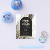 Moderne Schwarz-Gold-Agate-Marmor-Glitzer Hochzeit Flyer (Einzeln)