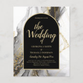 Moderne Schwarz-Gold-Agate-Marmor-Glitzer Hochzeit Flyer (Vorne)