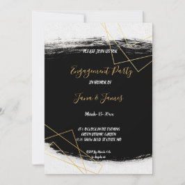 Moderne Schwarz-Gold-Aquarellgeometrie-Verlobung Einladung