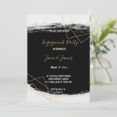 Moderne Schwarz-Gold-Aquarellgeometrie-Verlobung Einladung (Stehend Vorderseite)