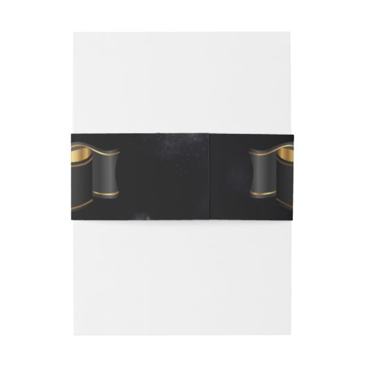 Moderne Schwarz-Gold-Blüh-Kalligrafie-Hochzeit Einladungsbanderole (Rückseitenbeispiel)