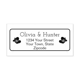 Moderne Schwarz-Gold-Blumenhochzeit Permastempel