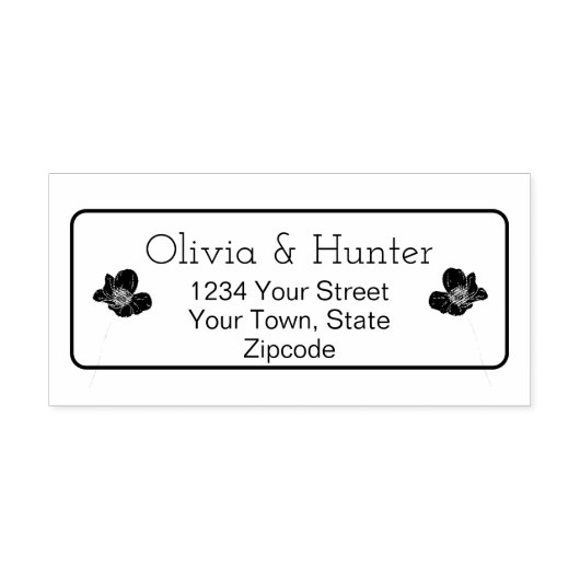 Moderne Schwarz-Gold-Blumenhochzeit Permastempel (Design)