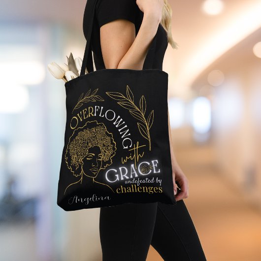 Moderne Schwarz-Gold-Blütenhaare überfließen Grace Tasche