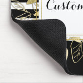 Moderne Schwarz-Gold-Botanische Blätter Glamour Ch Mousepad (Ecke)