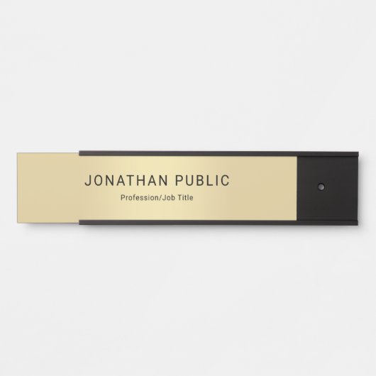 Moderne Schwarz-Gold-Elegant-Vorlage Türschild (Vorderseite )