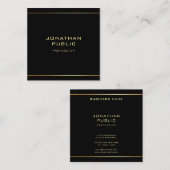Moderne Schwarz & Gold Elegante Berufliche Vorlage Quadratische Visitenkarte (Vorne/Hinten)