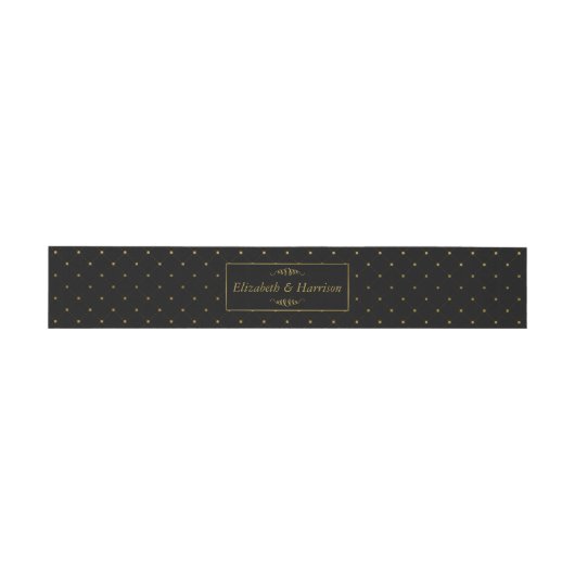 Moderne Schwarz-Gold-Foil-Effekt Hochzeit Einladungsbanderole (Flach)