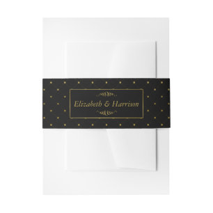 Moderne Schwarz-Gold-Foil-Effekt Hochzeit Einladungsbanderole