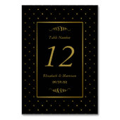 Moderne Schwarz-Gold-Foil-Effekt Hochzeit Tischnummer (Rückseite)