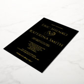 Moderne Schwarz-Gold-Foil-Hochzeit Folieneinladung (Gedreht)