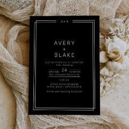 Moderne Schwarz-Gold-Foil-Hochzeitsfeier / JEDE Folieneinladung