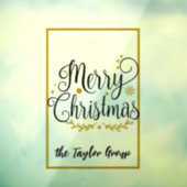 Moderne Schwarz & Gold Frohe Weihnachten Fensteraufkleber (Blatt 3)