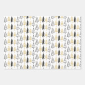 Moderne Schwarz & Gold Frohe Weihnachtsbaumen Geschenkpapier Set (Vorderseite 2)